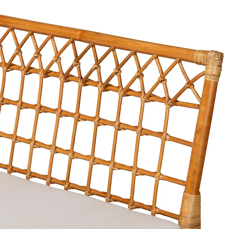 Capella Modern Bohemian Honey Rattan 3-Piece Dining Nook Banquette Set