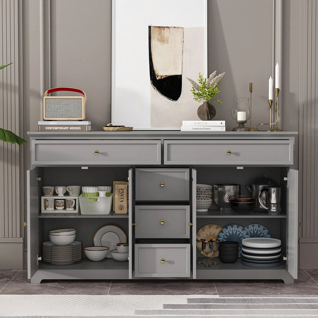 59.1Sideboard Buffet White Mid-Century Modern Contemporary Lacquered