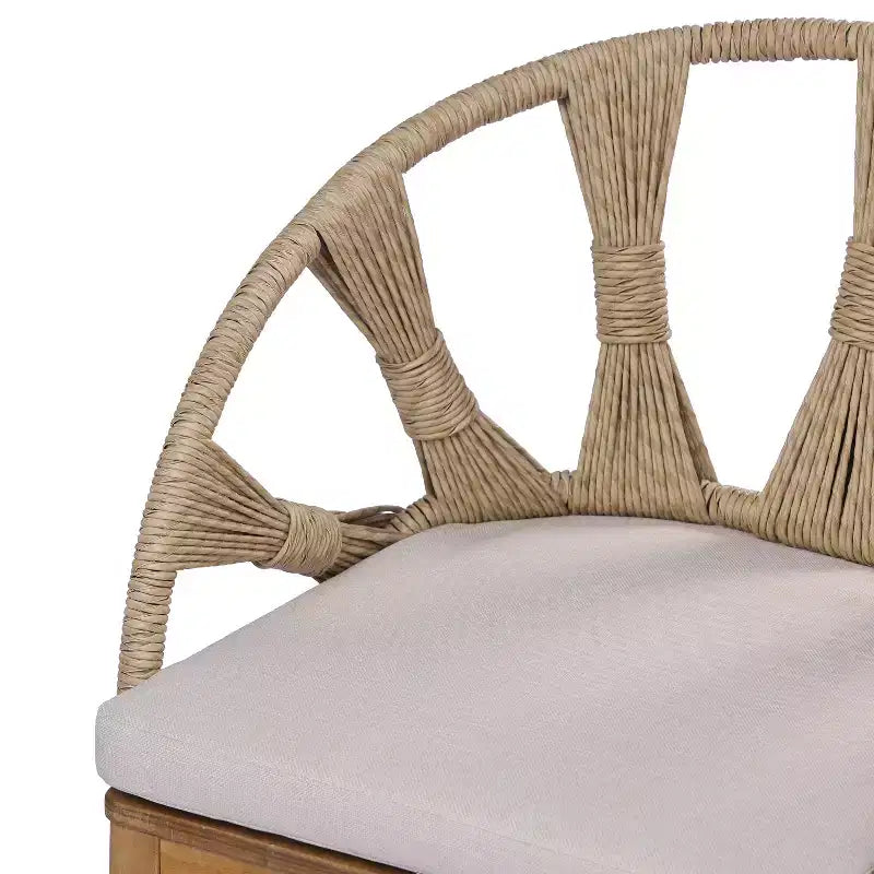 Christopher Knight Home Ferb 7 Piece Boho Outdoor Acacia Wood Wicker Dining Set with Cushions