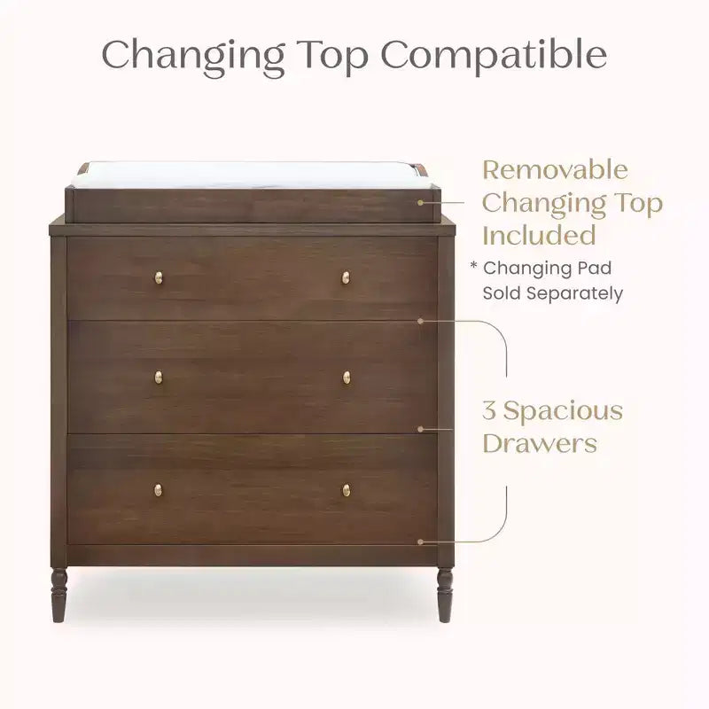 3 Drawer Dresser with Changing Top - Kids Nursery