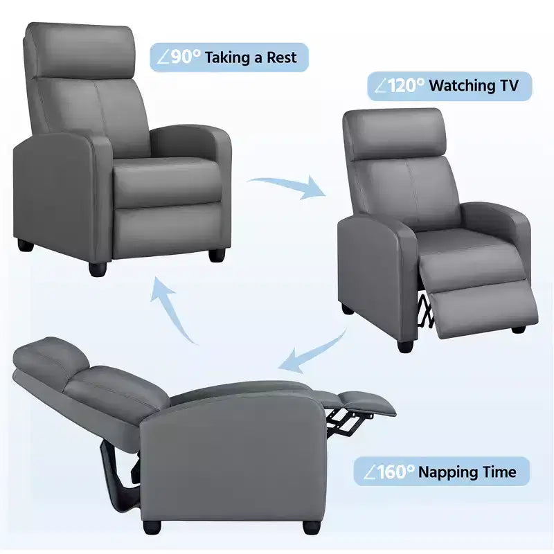 Yaheetech Set of 2 Modern PU Leather Recliner Sofas for Living Room, Bedroom