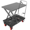 Hydraulic Lift Table Cart, 500lbs Capacity 28.5 Lifting Height, Manual Single Scissor Lift Table with 4 Wheels and Non-slip Pad