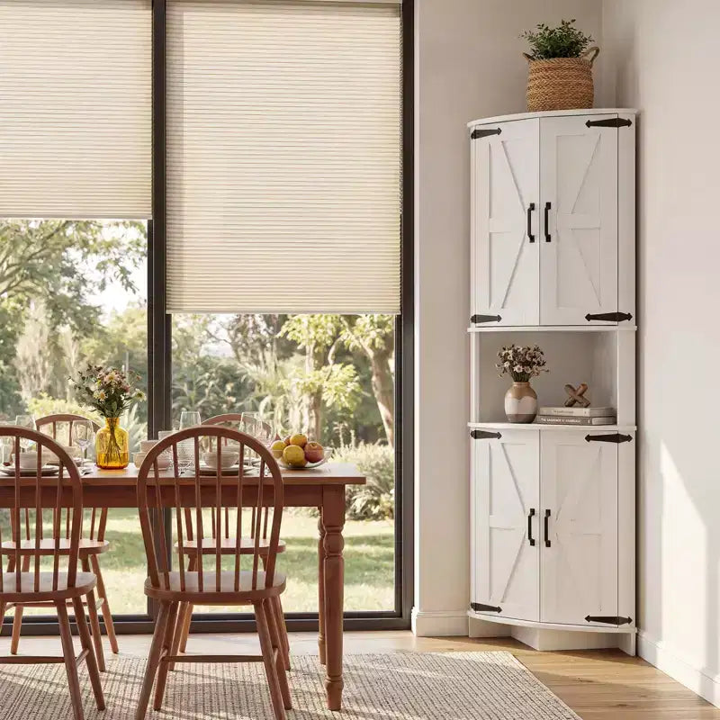 COZONY 65 Farmhouse Corner Cabinet with Doors and Adjustable Shelves, Tall Corner Pantry Storage Cabinet for Kitchen Living Room