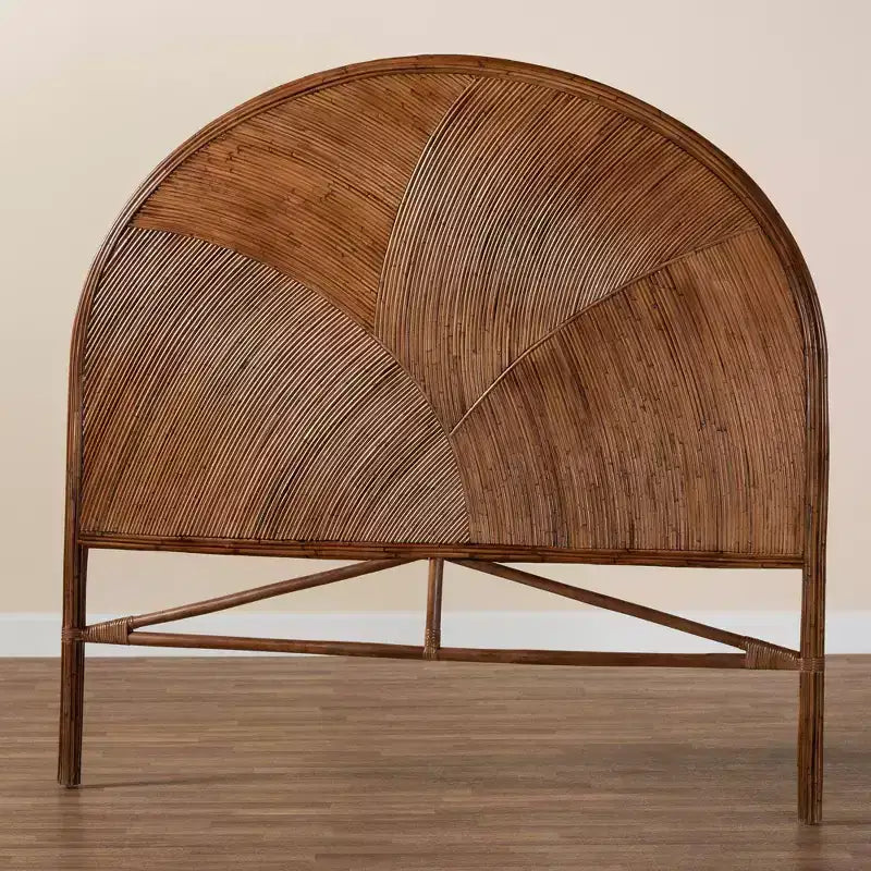 bali & pari Queen Seana Rattan Standalone Headboard Dark Brown: No Assembly, MDF Frame, Spot Clean