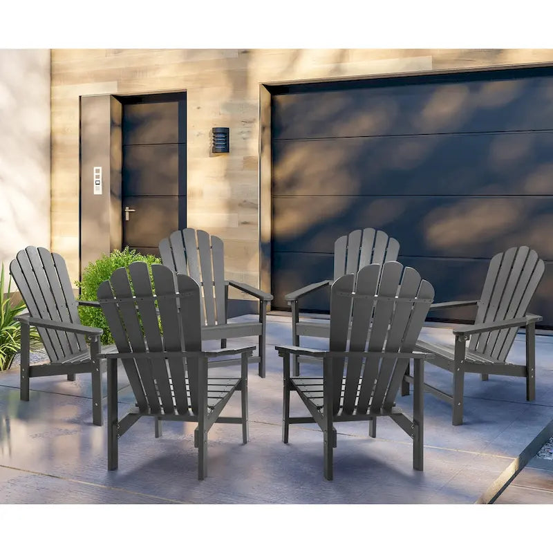 Vrakae 6 Pcs Patio HDPE All-Weather Stacking Adirondack Chair