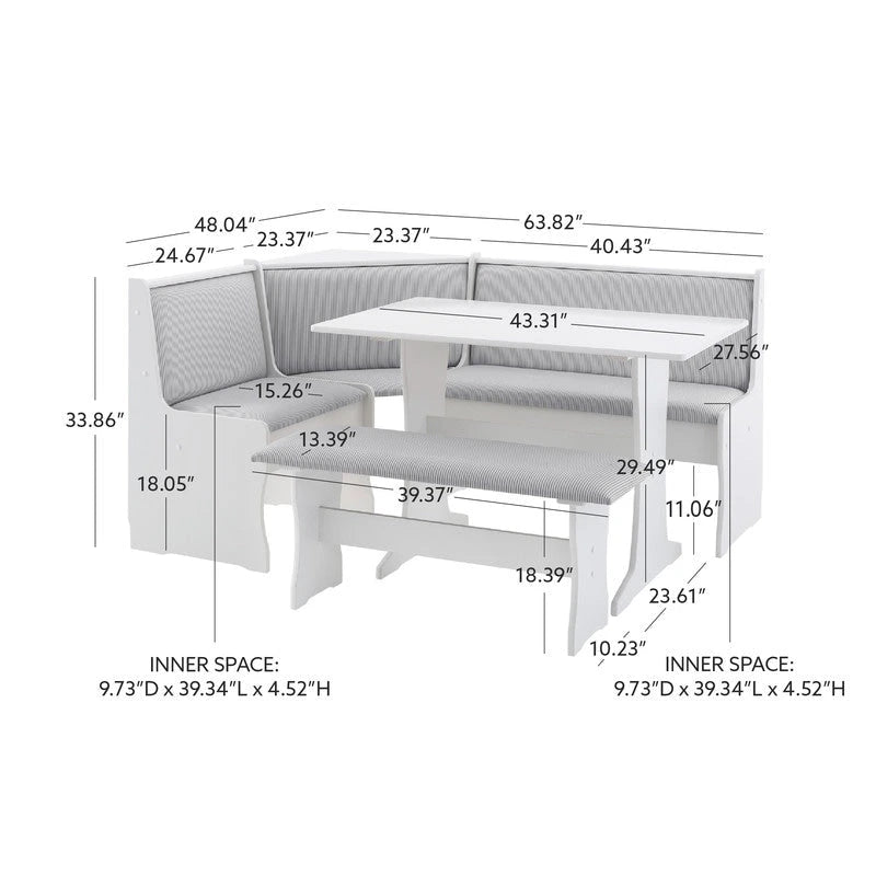 Sedley Farmhouse Nook Dining Set with Storage