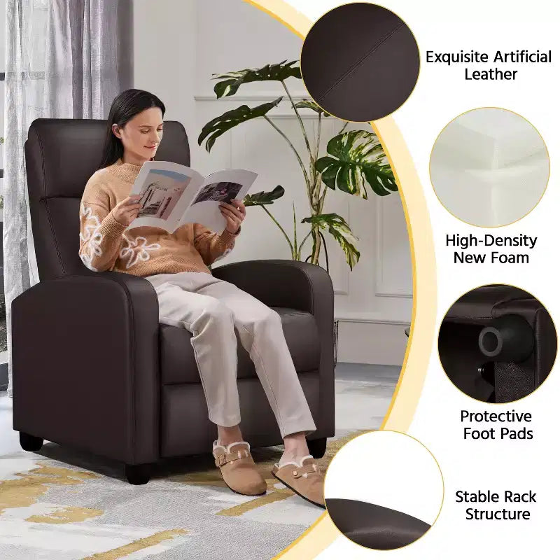 Yaheetech Set of 2 Modern PU Leather Recliner Sofas for Living Room, Bedroom