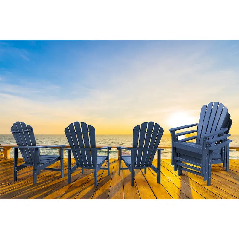 Vrakae 6 Pcs Patio HDPE All-Weather Stacking Adirondack Chair