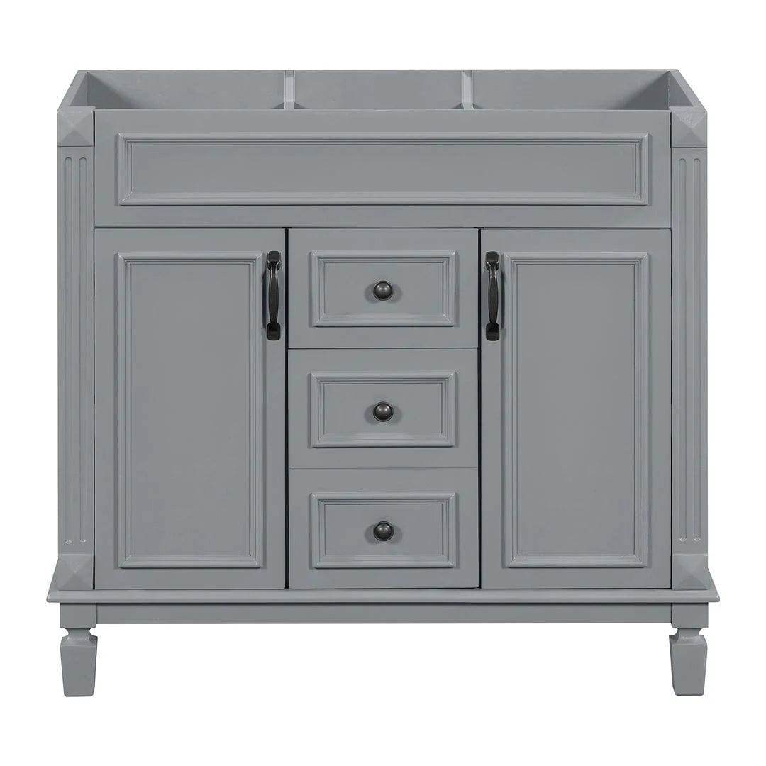 36 Modern Bathroom Vanity with Top Sink and Mirror Cabinet,2 Doors and 2 Drawers
