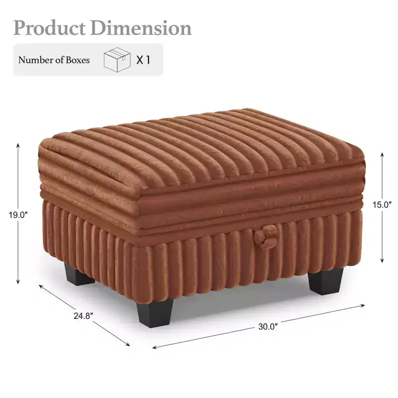 Belffin Corduroy Fabric Ottoman with Storage Ottoman for Modular Sectional Couch