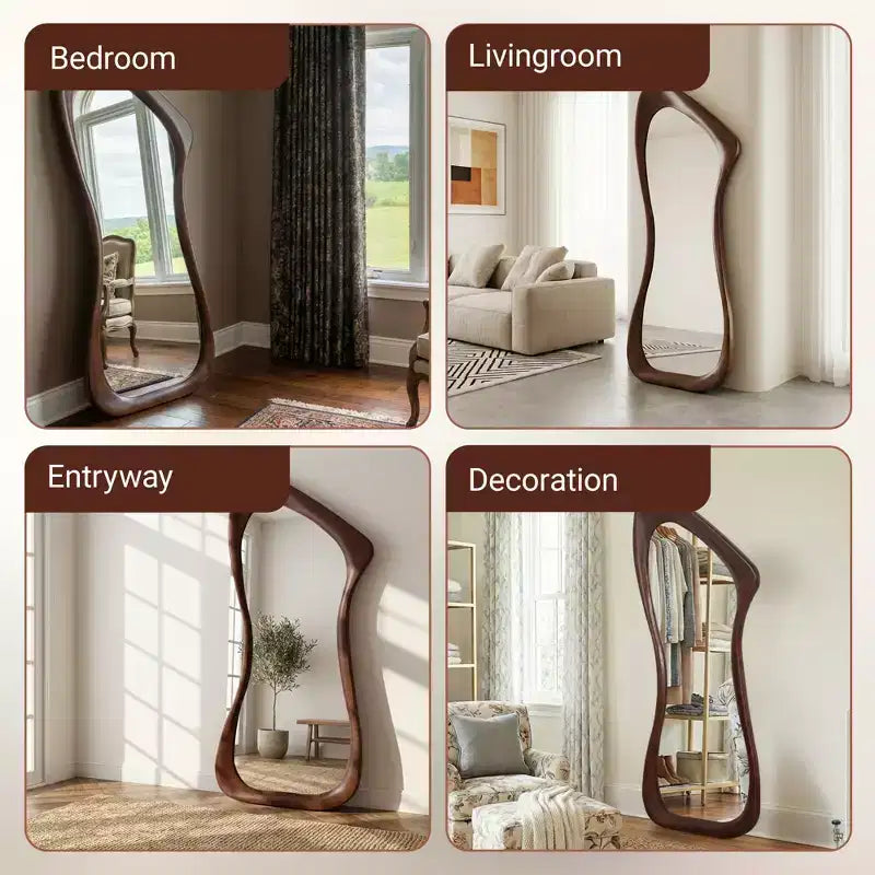 Dovelina 71H*31W Asymmetrical Full Length Mirror Decorative Leaning Mirror Modern Bathroom Mirror for Living Room Dining Room Entryway Bedroom