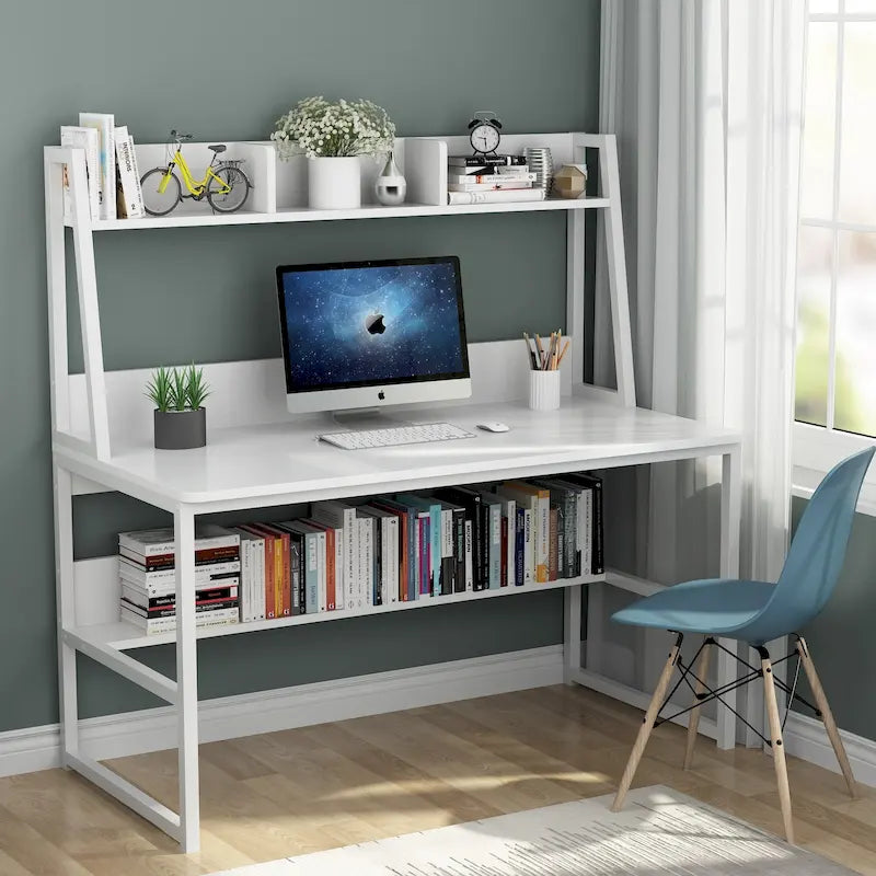47 Inch Modern Computer Desk with Hutch and Bookshelf