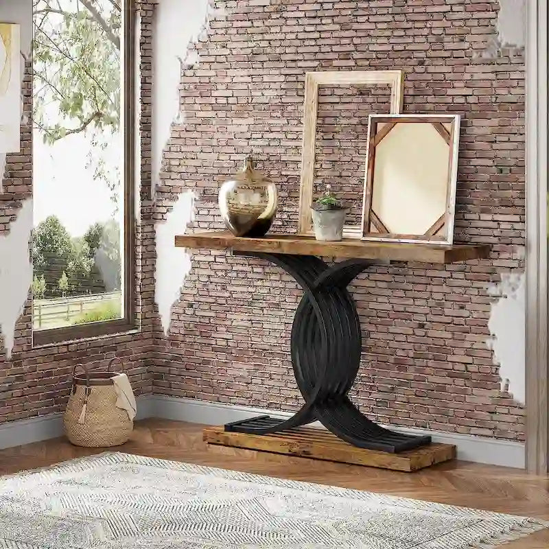 Entryway Hallway Console Table with Metal Frame