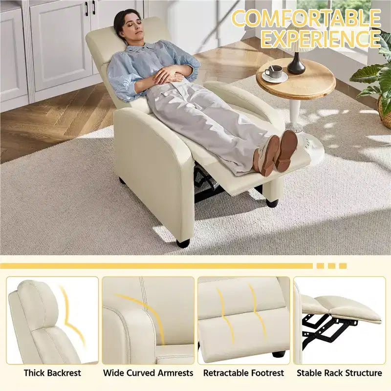 Yaheetech Set of 2 Modern PU Leather Recliner Sofas for Living Room, Bedroom