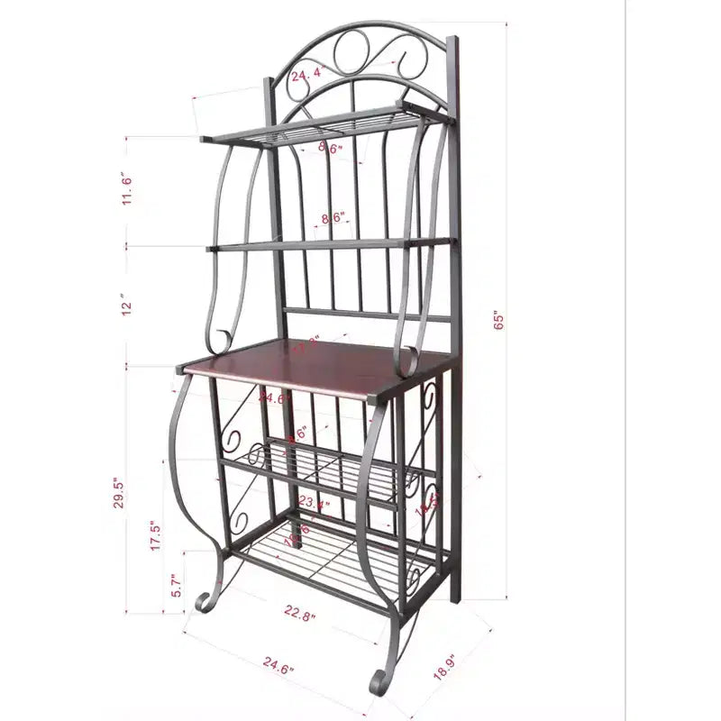 Valencia Baker Rack Storage Unit Metal/Black - Boraam Industries: Scandinavian Style, 5 Shelves, Powder-Coated Finish