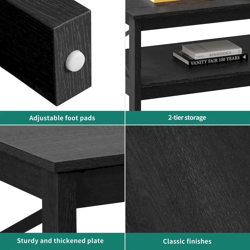 Farmhouse Coffee Table with Storage 2-Tier Center Table for Living Room
