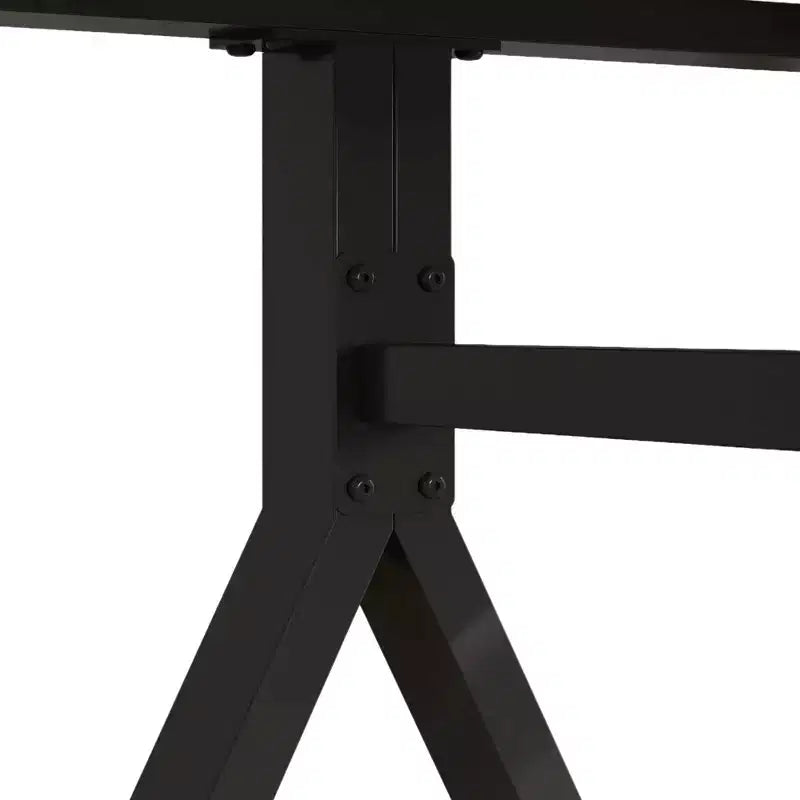 GDFStudio Daniela Modern Tempered Glass Rectangular Dining Table with Marble Design and Metal Legs