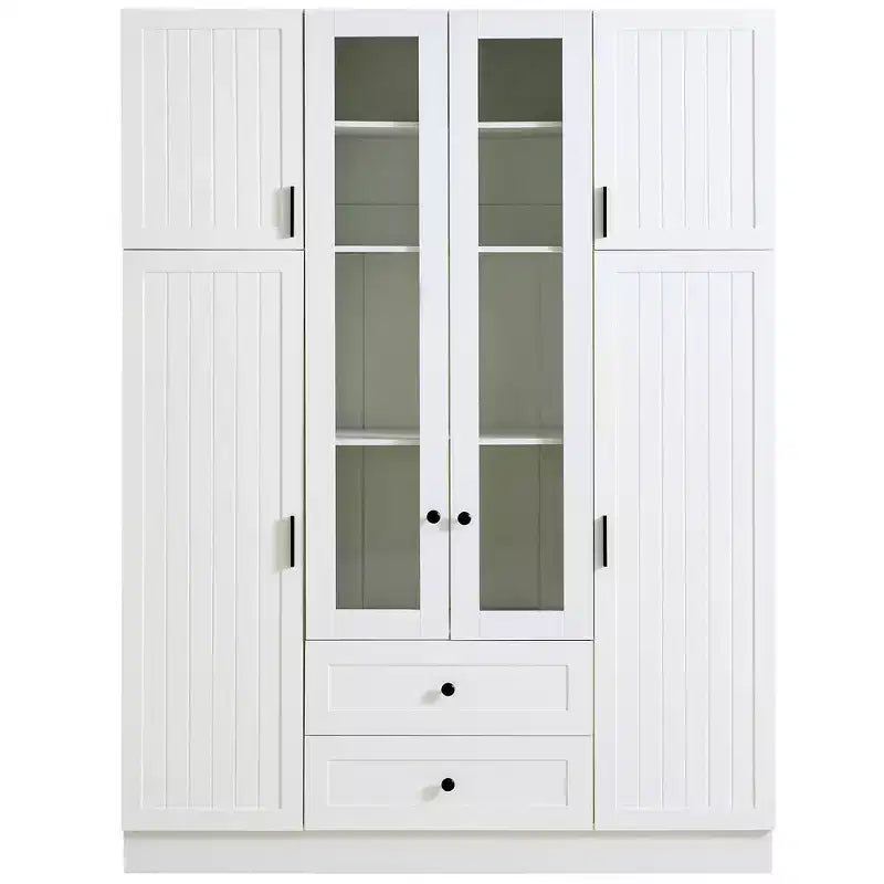 Whisen 71H Freestanding Kitchen Storage Pantry, Large Dining Storage Cabinet Cupboard Sideboards With 6 Doors, Adjustable Shelves