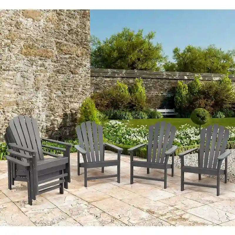 Vrakae 6 Pcs Patio HDPE All-Weather Stacking Adirondack Chair