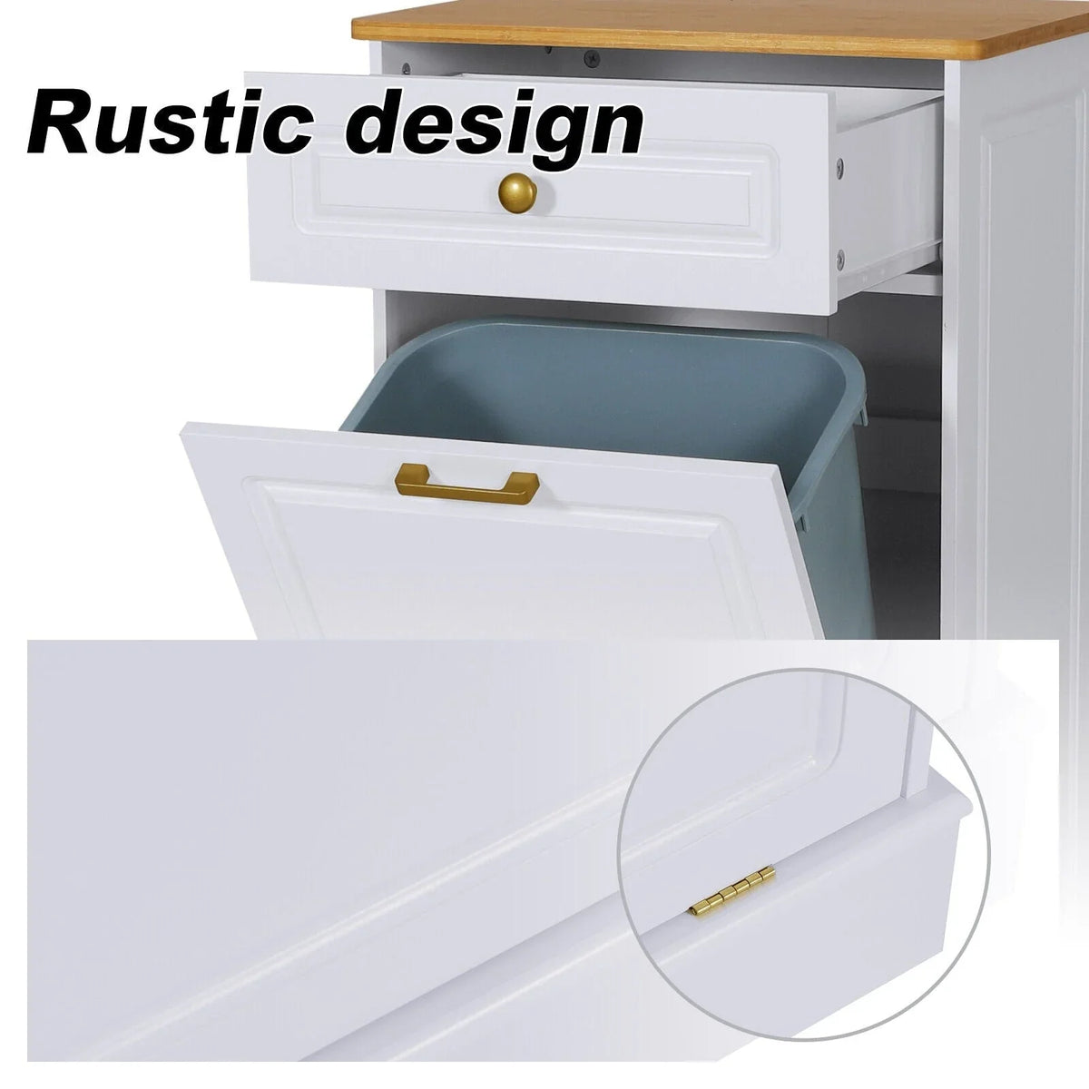 Kitchen Tilt Out Trash Cabinet Can Bin Storage Wooden Counter-top Waste Baskets with Drawer