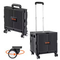 Foldable Utility Cart, 110 lbs Load Capacity, Folding Portable Rolling Crate Handcart with Heavy Duty Telescoping Handle and 4 Rotate Wheels