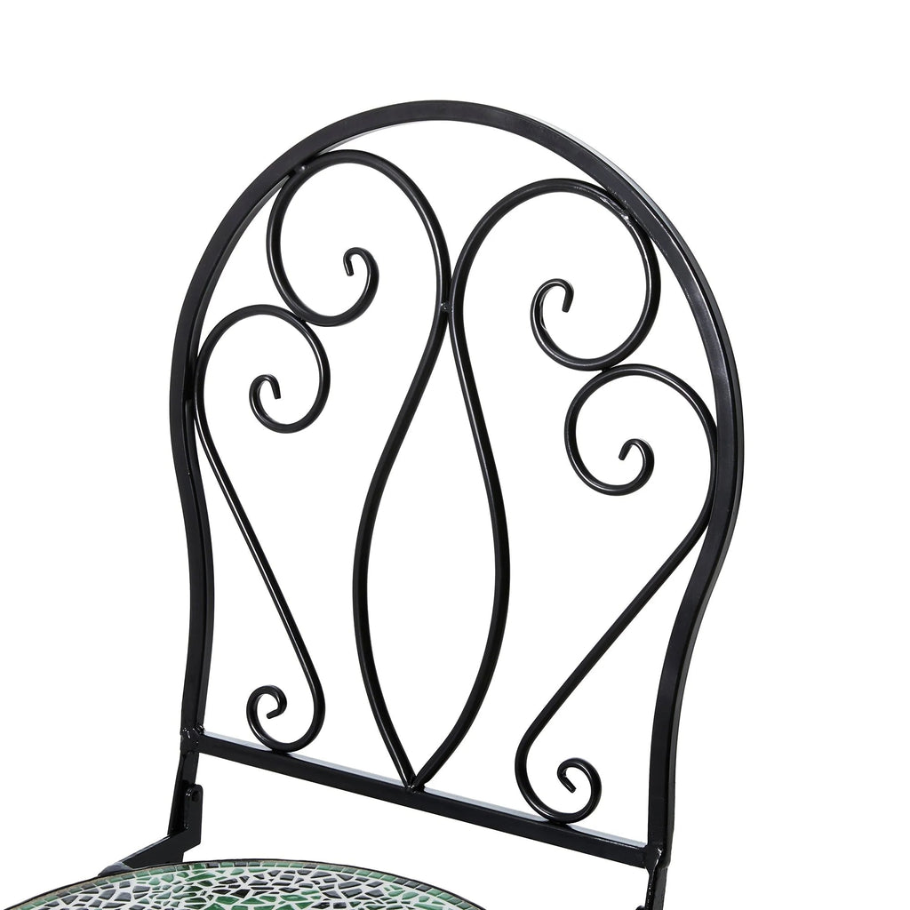 Glitzhome Outdoor Metal Folding Bistro Set 3PCS Patio Table Chairs