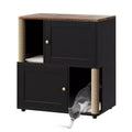 Litter Box Enclosure with Double Room, Hidden Enclosed Litterbox Furniture with Scratch Posts and Double-Layer Litter Mats Indoor Pet House
