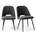 Set of 4 Modern Upholstered Dining Chairs, Armless Dining Room Chairs with Black Metal Legs, Comfortable Kitchen & Dining Side Chairs-Panipeachy