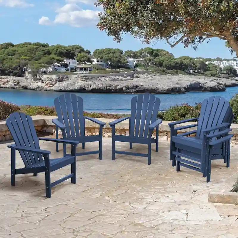 Vrakae 6 Pcs Patio HDPE All-Weather Stacking Adirondack Chair