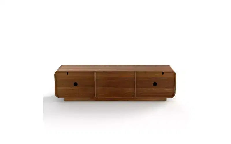 JVNOXK 58-inch TV Stand, Mid-Century Spiral Wave Design, with Storage Cabinet and Two Drawers, Suitable for Living Room or Bedroom, Walnut