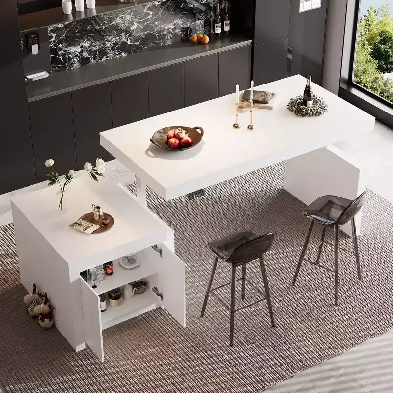 Hitow Modern 110W Lift Dining Table with 3 Memory Height,47Max Height,150LBS Load-Bearing,Intuitive Operate,Kitchen Island/Breakfast Bar