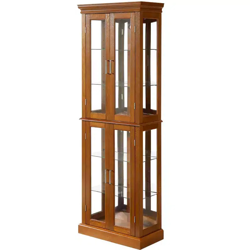 Display Cabinet, Curio Cabinet with 6 Adjustable Shelves and Tempered Glass Doors, Tall Cabinet for Living Room, Bedroom