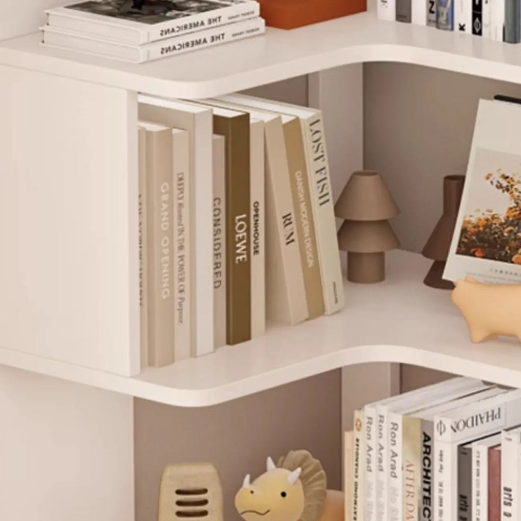 Manufactured Wood Corner Bookshelf with 6 Shelves