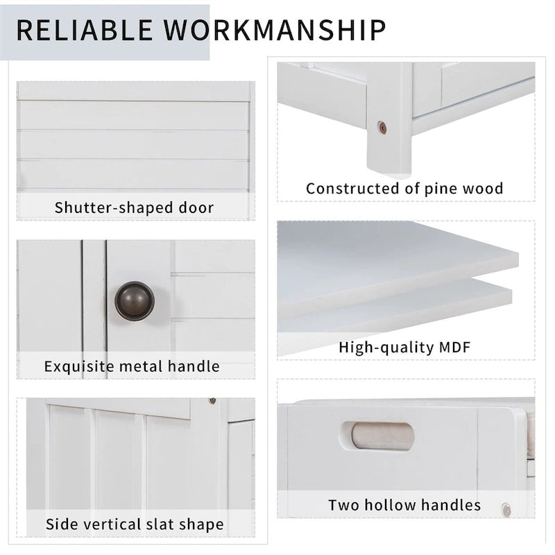 Banc de rangement à portes persiennes avec coussin amovible et rangement supérieur à couvercle relevable dissimulé