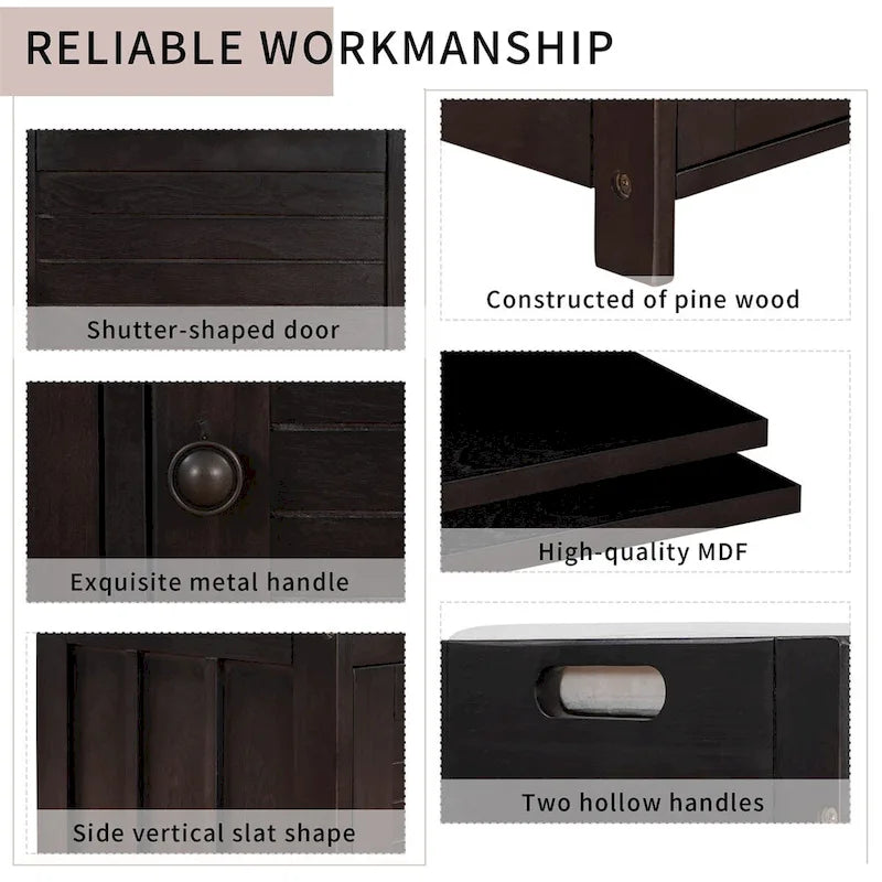 Banc de rangement à portes persiennes avec coussin amovible et rangement supérieur à couvercle relevable dissimulé