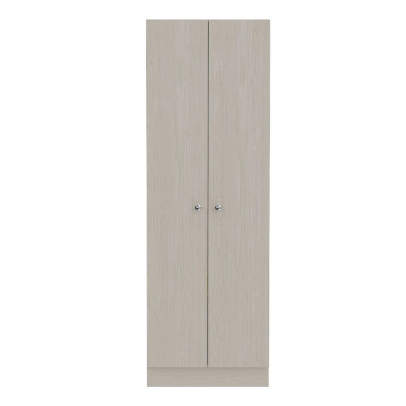Armoire de rangement haute à double porte avec 5 étagères intérieures et poignées chromées