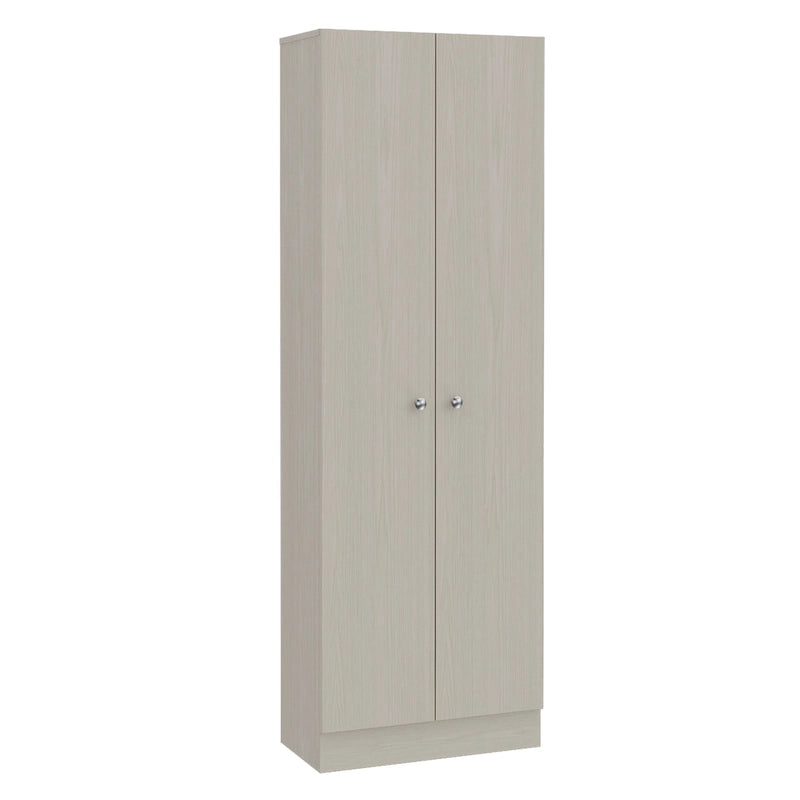 Armoire de rangement haute à double porte avec 5 étagères intérieures et poignées chromées