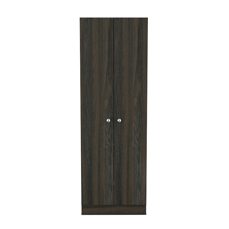 Armoire de rangement haute à double porte avec 5 étagères intérieures et poignées chromées