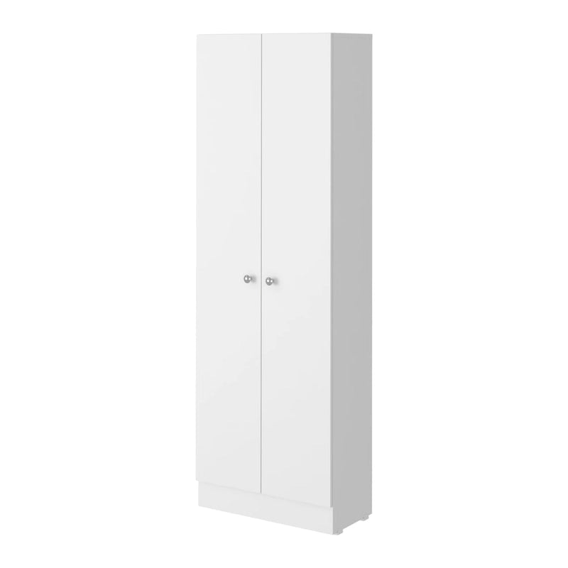 Armoire de rangement haute à double porte avec 5 étagères intérieures et poignées chromées