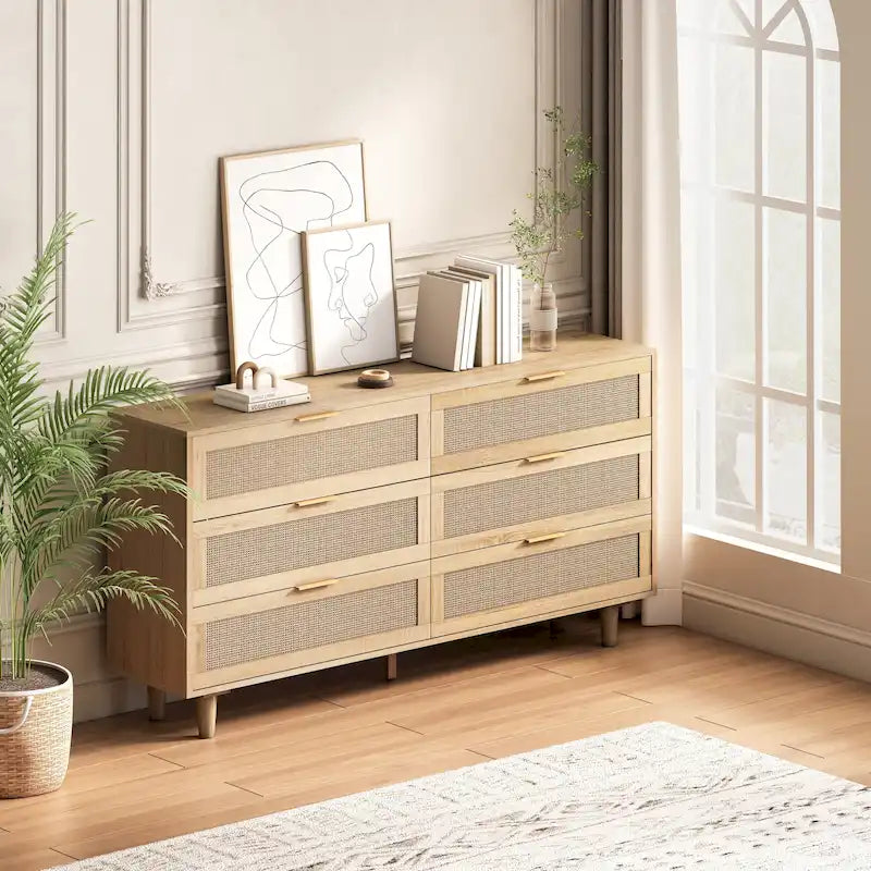 Armoire de rangement 6 tiroirs en rotin de 59,06 L