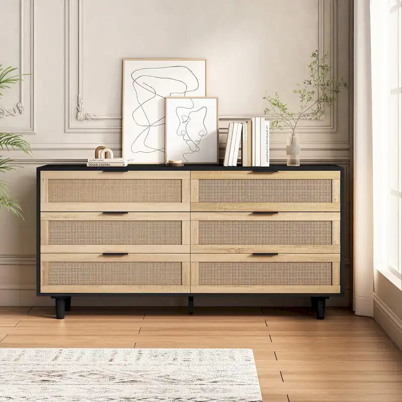 Armoire de rangement 6 tiroirs en rotin de 59,06 L
