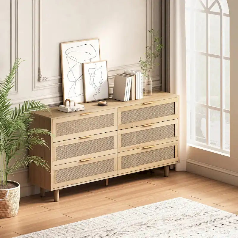 Armoire de rangement 6 tiroirs en rotin de 59,06 L