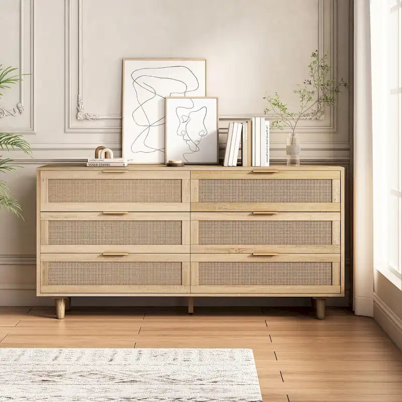 Armoire de rangement 6 tiroirs en rotin de 59,06 L