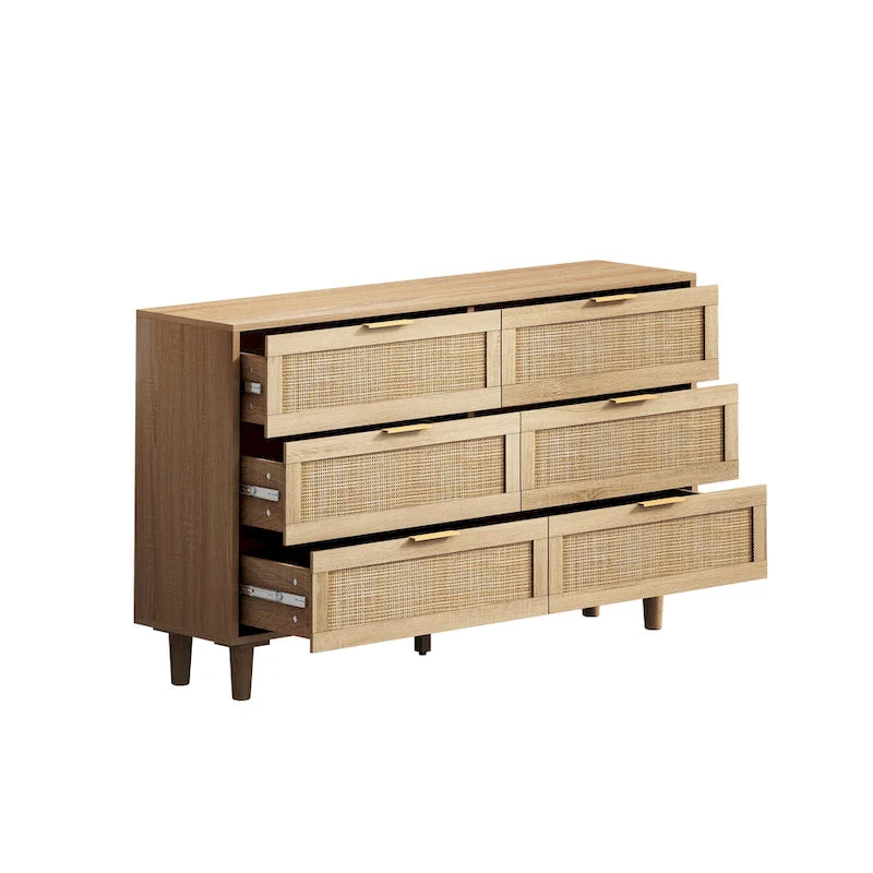 Armoire de rangement 6 tiroirs en rotin de 59,06 L