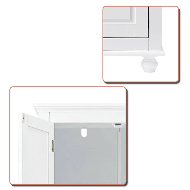 Meuble colonne de salle de bain avec 2 portes, 2 tiroirs et étagère réglable