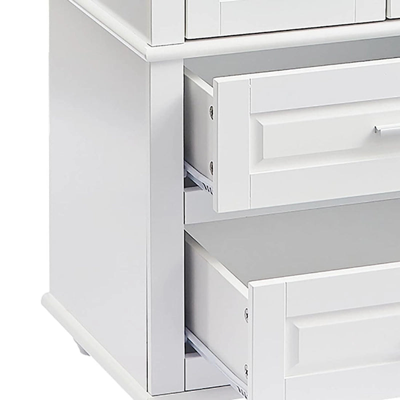 Meuble colonne de salle de bain avec 2 portes, 2 tiroirs et étagère réglable
