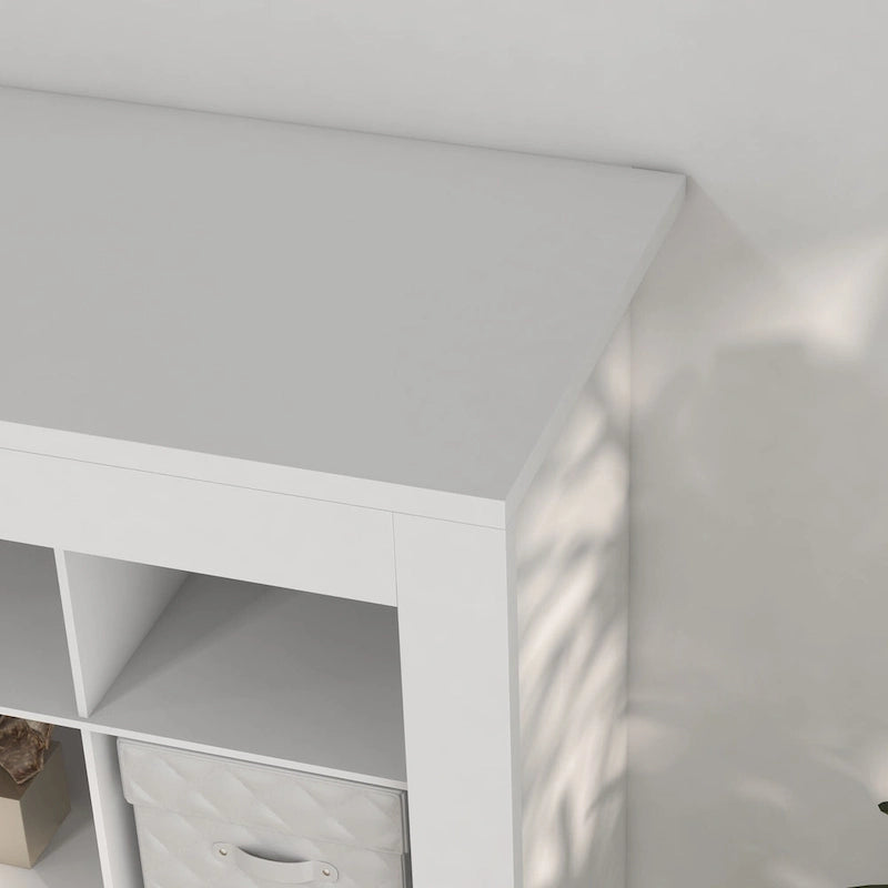 Meuble de rangement à chaussures haut blanc pour entrée avec 36 casiers ouverts