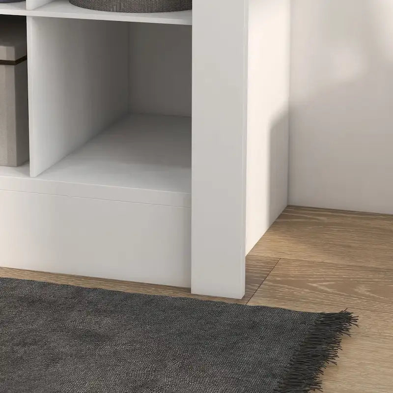 Meuble de rangement à chaussures haut blanc pour entrée avec 36 casiers ouverts