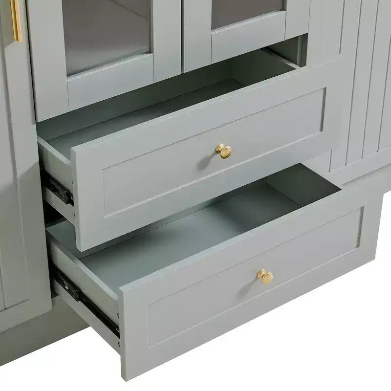 Whisen 71H Freestanding Kitchen Storage Pantry, Large Dining Storage Cabinet Cupboard Sideboards With 6 Doors, Adjustable Shelves