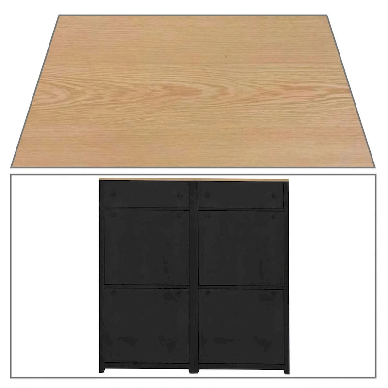 Meuble à chaussures moderne et minimaliste en bois avec tiroirs abattants et tiroir standard